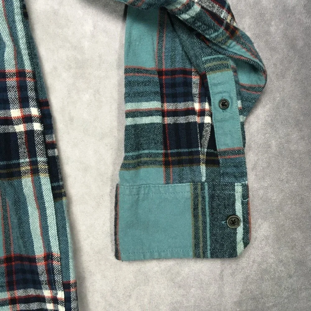 Eddie Bauer Mens Plaid Flannel‎ Shirt size XXL Long Sleeve Button Up Pocket Blue